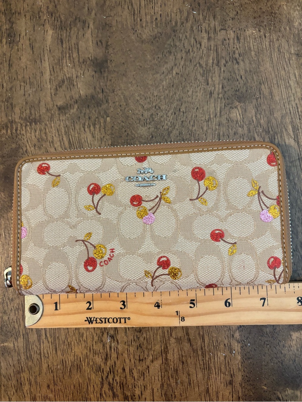 Coach Glitter Cherry Zip Around Accordian Wallet - Picture 5 of 7